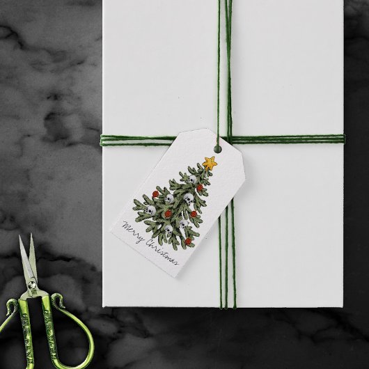 Creepy XMAS | Een zeer gotische kerstboom grunge Cadeaulabel