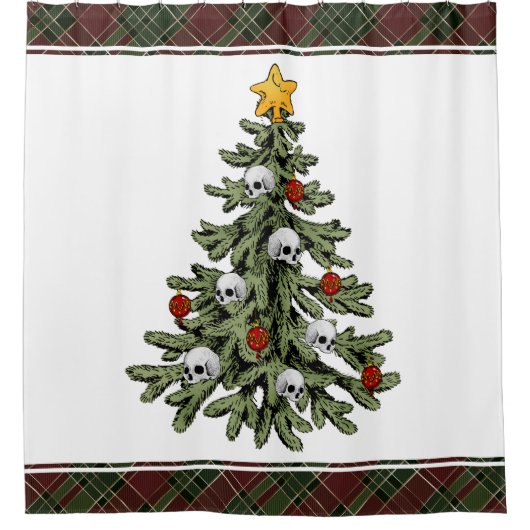 Creepy XMAS | Een zeer gotische kerstboom grunge Douchegordijn (Voorkant)