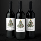 Creepy XMAS | Een zeer gotische kerstboom grunge Wijn Etiket