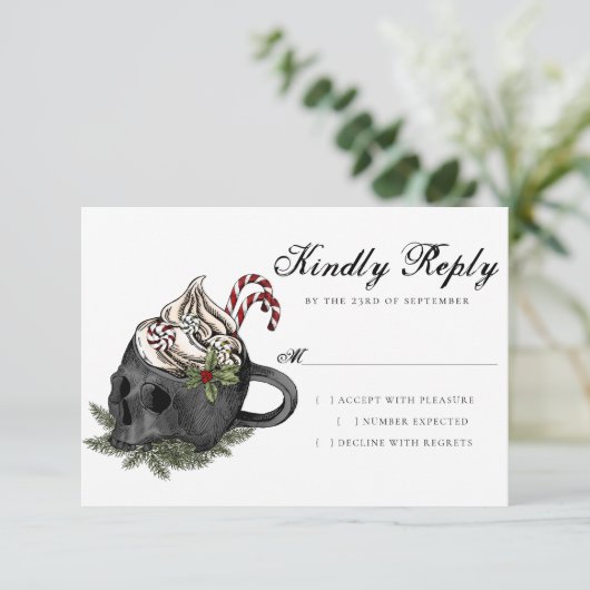 Creepy XMAS | Een zeer gotische schedel Mok grunge RSVP Kaartje (Staand voorkant)