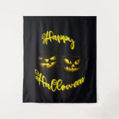 Creepy yellows on black Happy Halloween party Wandkleed (Voorkant)
