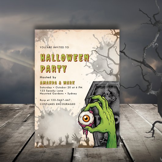 Creepy Zombie Adult Halloween Party Uitnodiging