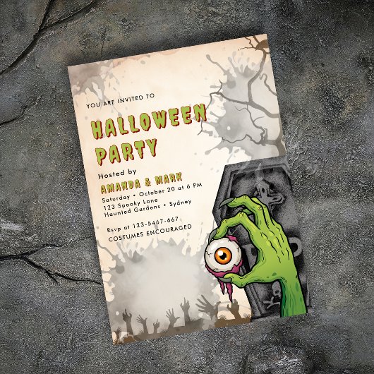 Creepy Zombie Adult Halloween Party Uitnodiging