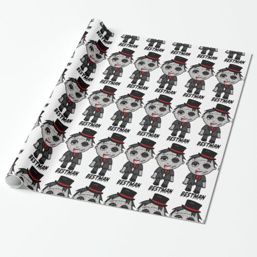 Creepy Zombie Beste Man op Wedding Gift Wrap Cadeaupapier (Uitgerold)