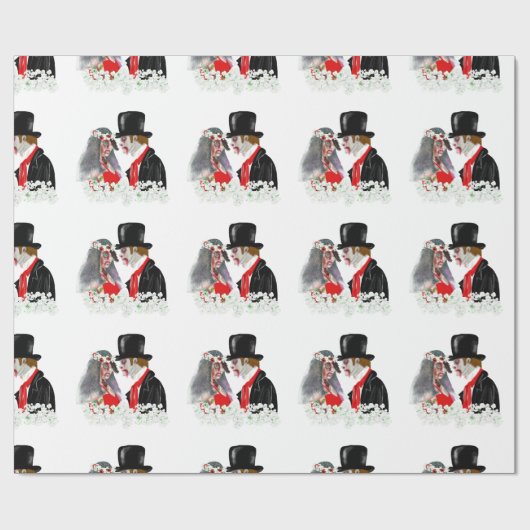 Creepy Zombie bruid en bruidegom huwelijkscadeau w Cadeaupapier (Vlak)