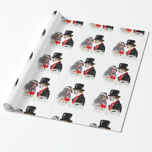 Creepy Zombie bruid en bruidegom huwelijkscadeau w Cadeaupapier (Uitgerold)