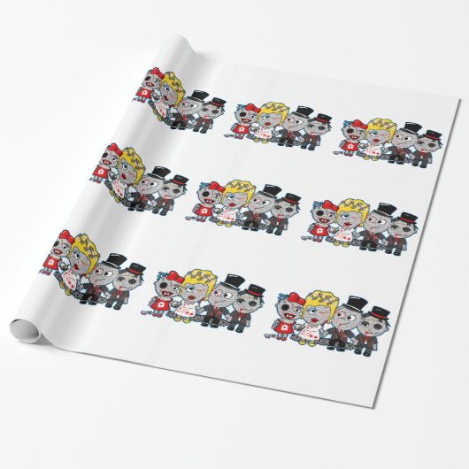 Creepy Zombie Bruiloft party cadeau wrap, cartoon  Cadeaupapier (Uitgerold)