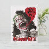Creepy Zombie Clown Two-Sided Halloween Invitation Kaart (Staand voorkant)