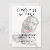 Creepy Zombie Clown Two-Sided Halloween Invitation Kaart (Achterkant)