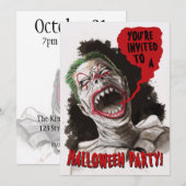Creepy Zombie Clown Two-Sided Halloween Invitation Kaart (Voorkant / Achterkant)