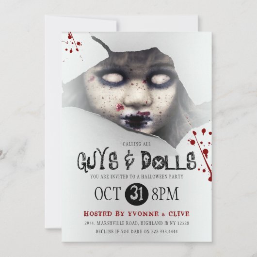 Creepy Zombie Doll Adult Halloween Party Kaart (Voorkant)