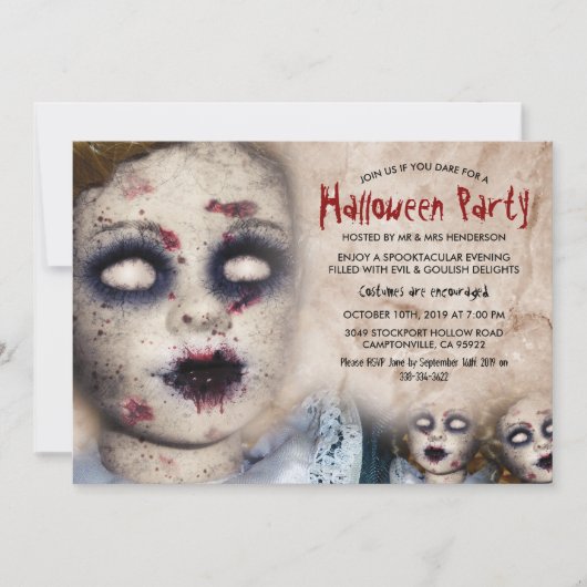  Creepy Zombie Doll Halloween Party Kaart (Voorkant)
