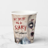  Creepy Zombie Doll Halloween Party Papieren Bekers (Achterkant)