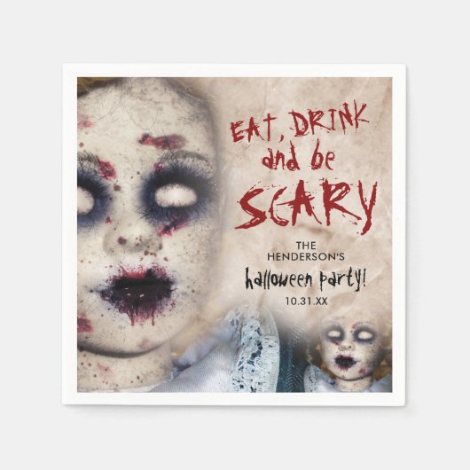  Creepy Zombie Doll Halloween Party Servet (Voorkant)