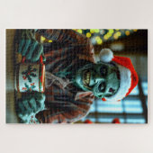 Creepy Zombie geniet van een warme drink met kerst Legpuzzel (Horizontaal)