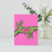Creepy zombie handen maken harten briefkaart (Staand voorkant)