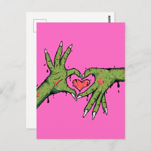 Creepy zombie handen maken harten briefkaart (Voorkant / Achterkant)
