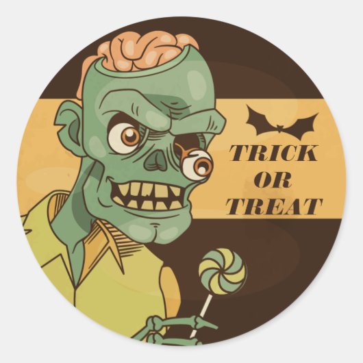 Creepy Zombie met Lollipop | Sticker Seal (Voorkant)