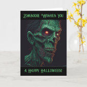 Creepy Zombie Pun Halloween Kaart (Gele Bloem)