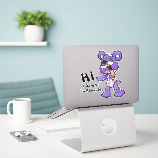 Creepy Zombie Teddy Bear Sticker (Laptop op bureau)