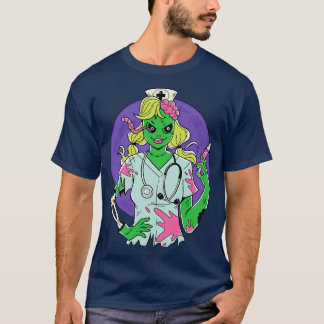 Creepy Zombie Verpleegster Toon Halloween Zombie T-shirt