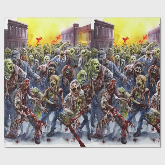 Creepy Zombie Wrapping Paper Cadeaupapier (Vlak)