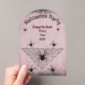 Creepy zwarte weduwe spinnen web rode tint acryl uitnodigingen (Insitu (Draagbaar))