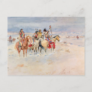 Crees Meeting Traders, 1896, door Charles Marion R Briefkaart