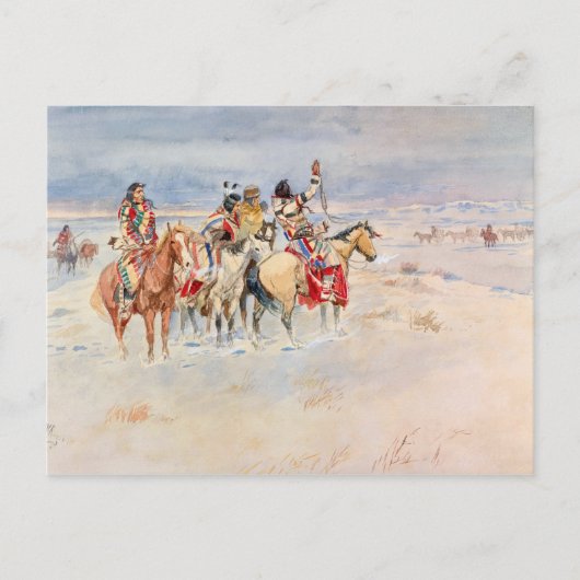 Crees Meeting Traders, 1896, door Charles Marion R Briefkaart (Voorkant)