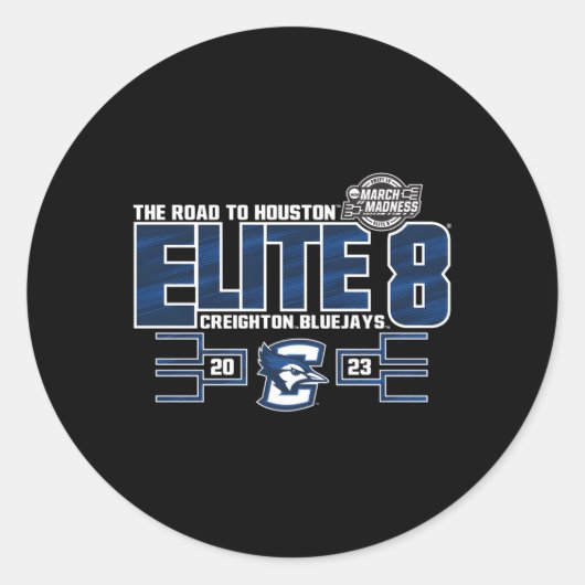 Creighton Bluejays Elite 8 2023 Basketbal Royal Ronde Sticker (Voorkant)