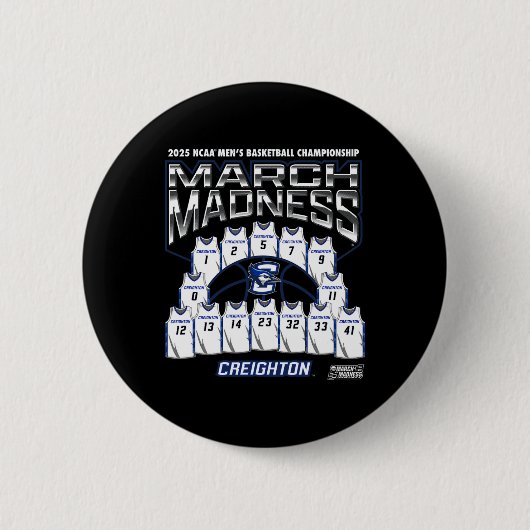 Creighton March Madness 2025 Men's Sketll Nil  Ronde Button 5,7 Cm (Voorkant)