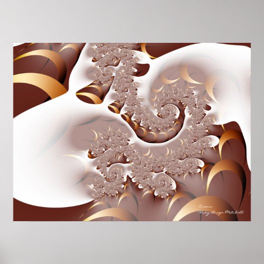 Crema Cool Abstracte Fine Fractal Art Poster (Voorkant)