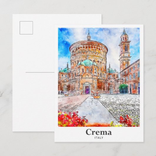 Crema Italië Reizen Waterverf Hand getekend Briefkaart (Voorkant / Achterkant)