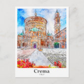 Crema Italië Reizen Waterverf Hand getekend Briefkaart (Voorkant)