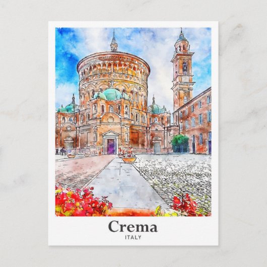 Crema Italië Reizen Waterverf Hand getekend Briefkaart (Voorkant)