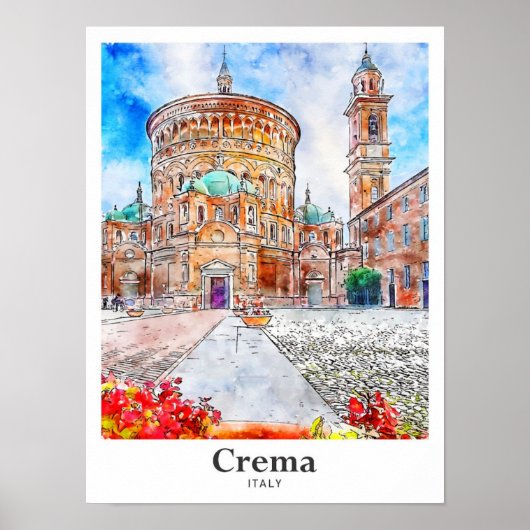 Crema Italië Reizen Waterverf Hand getekend Poster (Voorkant)