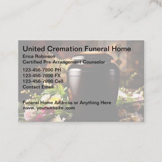 Crematie begrafenis thuis pre-planning visitekaartje (Voorkant)