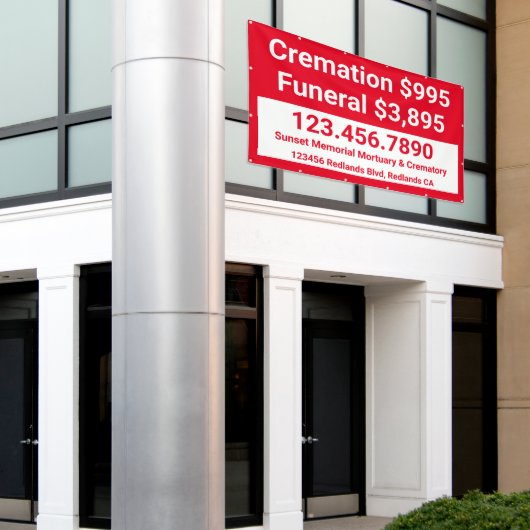 Crematie begrafenisdiensten aanpassen groot spandoek (Buitenkant Gebouw)