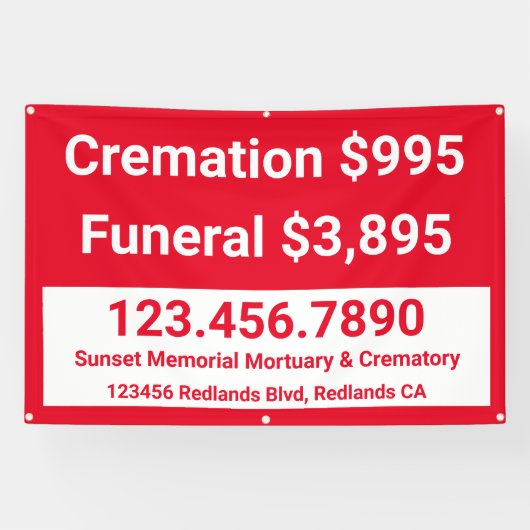 Crematie begrafenisdiensten aanpassen spandoek (Horizontaal)