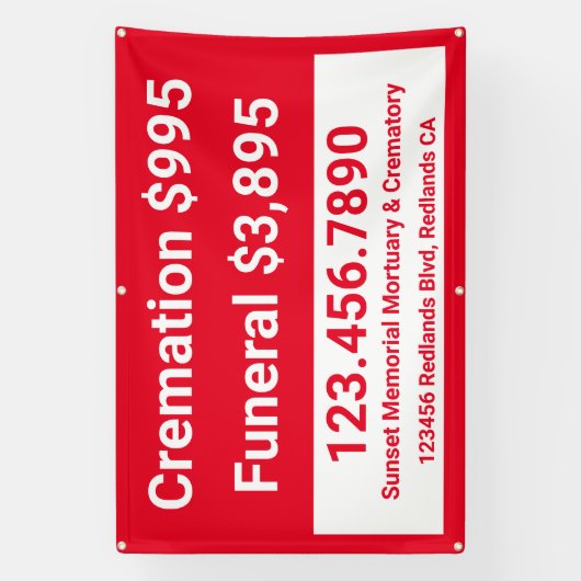 Crematie begrafenisdiensten aanpassen spandoek (Verticaal)