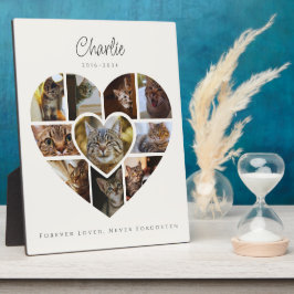 Crème 10 Foto Collage Hartvorm Kat Gedenkteken Fotoplaat