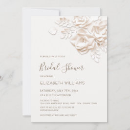 Crème 3D Bloemen Rozen Minimalistische Bruidsdouch Kaart