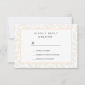 Crème abstract gebladerte chic Wedding RSVP (Voorkant)