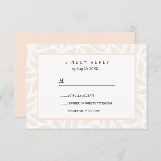 Crème abstract gebladerte chic Wedding RSVP (Voorkant / Achterkant)