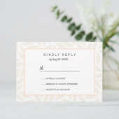 Crème abstract gebladerte chic Wedding RSVP Kaartje (Staand voorkant)