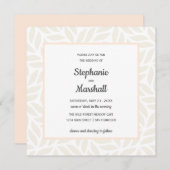 Crème abstract gebladerte chique moderne bruiloft kaart (Voorkant / Achterkant)