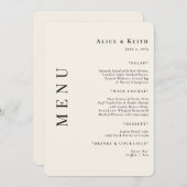 Crème Afgeronde Bruiloft Receptie Menu Uitnodiging (Voorkant / Achterkant)