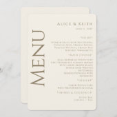 Crème Afgeronde Gouden Tekst Bruiloft Menu Uitnodi Kaart (Voorkant / Achterkant)