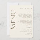 Crème Afgeronde Gouden Tekst Bruiloft Menu Uitnodi Kaart (Voorkant)