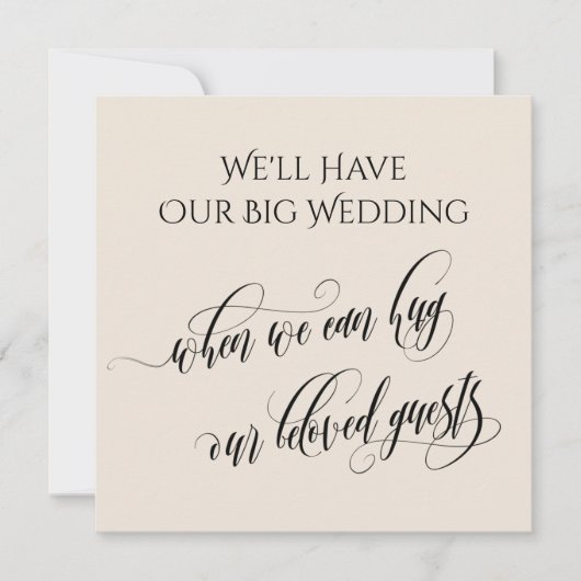 Crème als we je kunnen knuffelen uitgestelde bruil kaart (Voorkant)